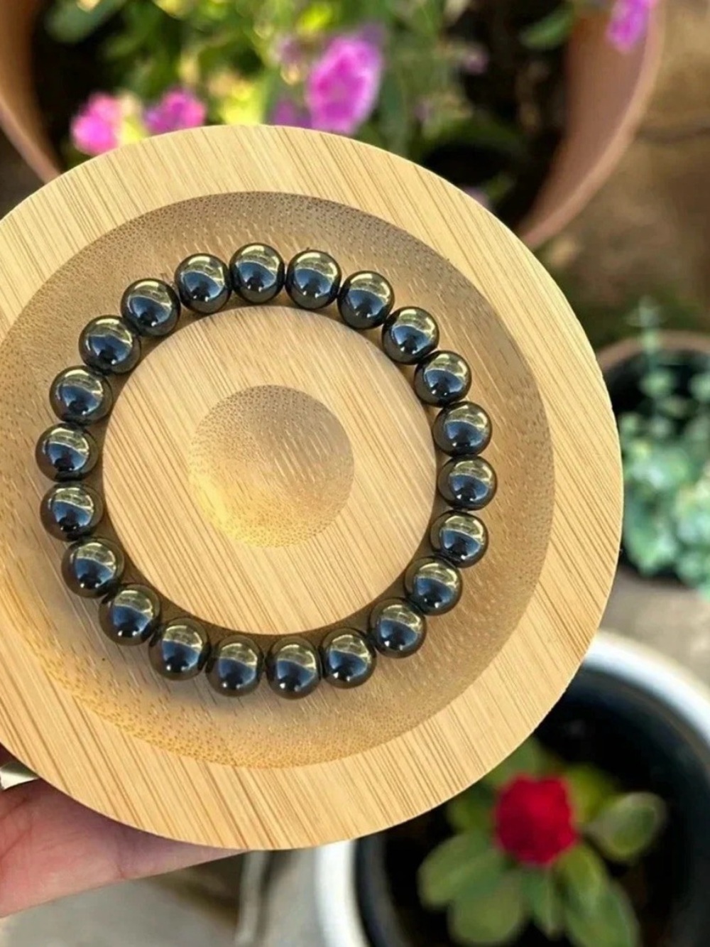 Handmade Hematite Beaded Stretch Bracelet